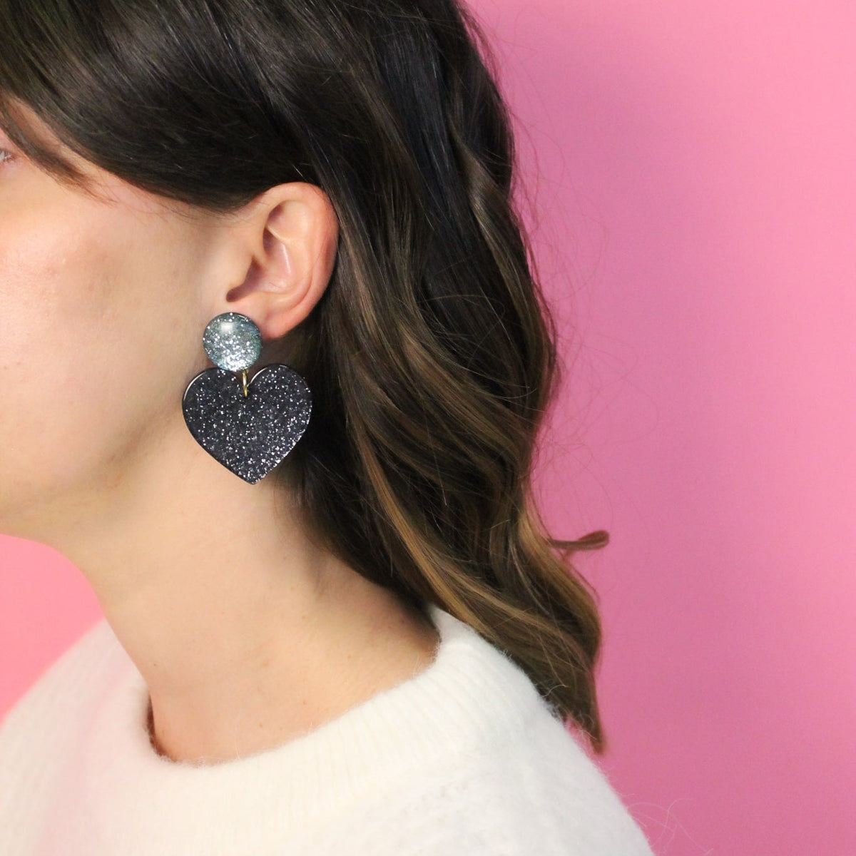 Boucles Coeur - Bleu nuit et bleu glacier