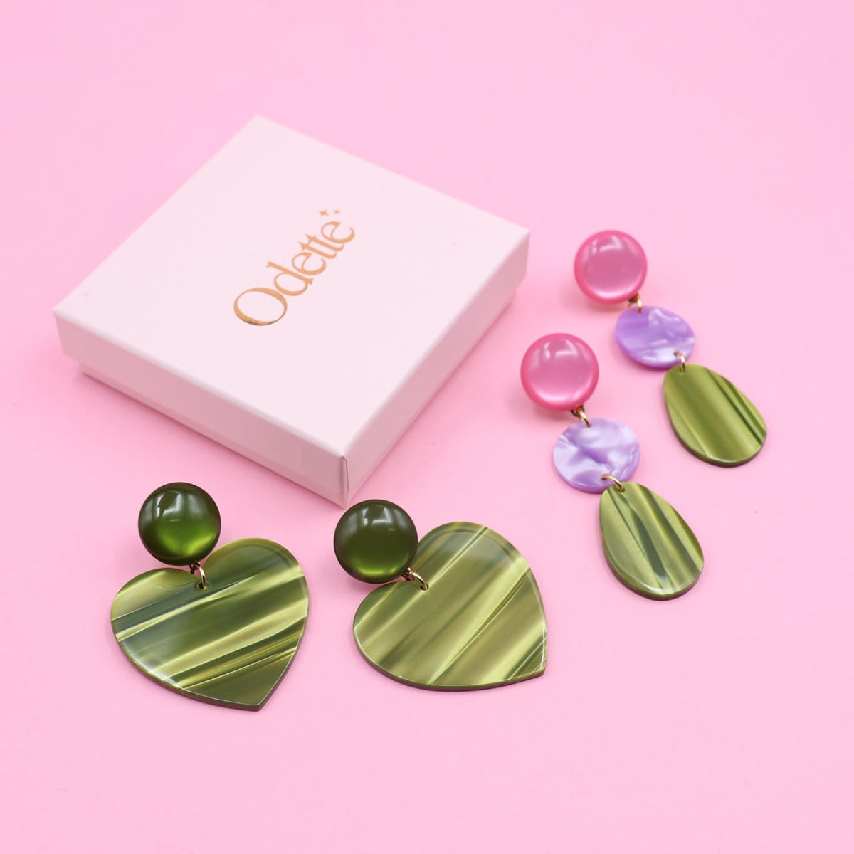 Boucles d'oreilles Coeur - Pistache