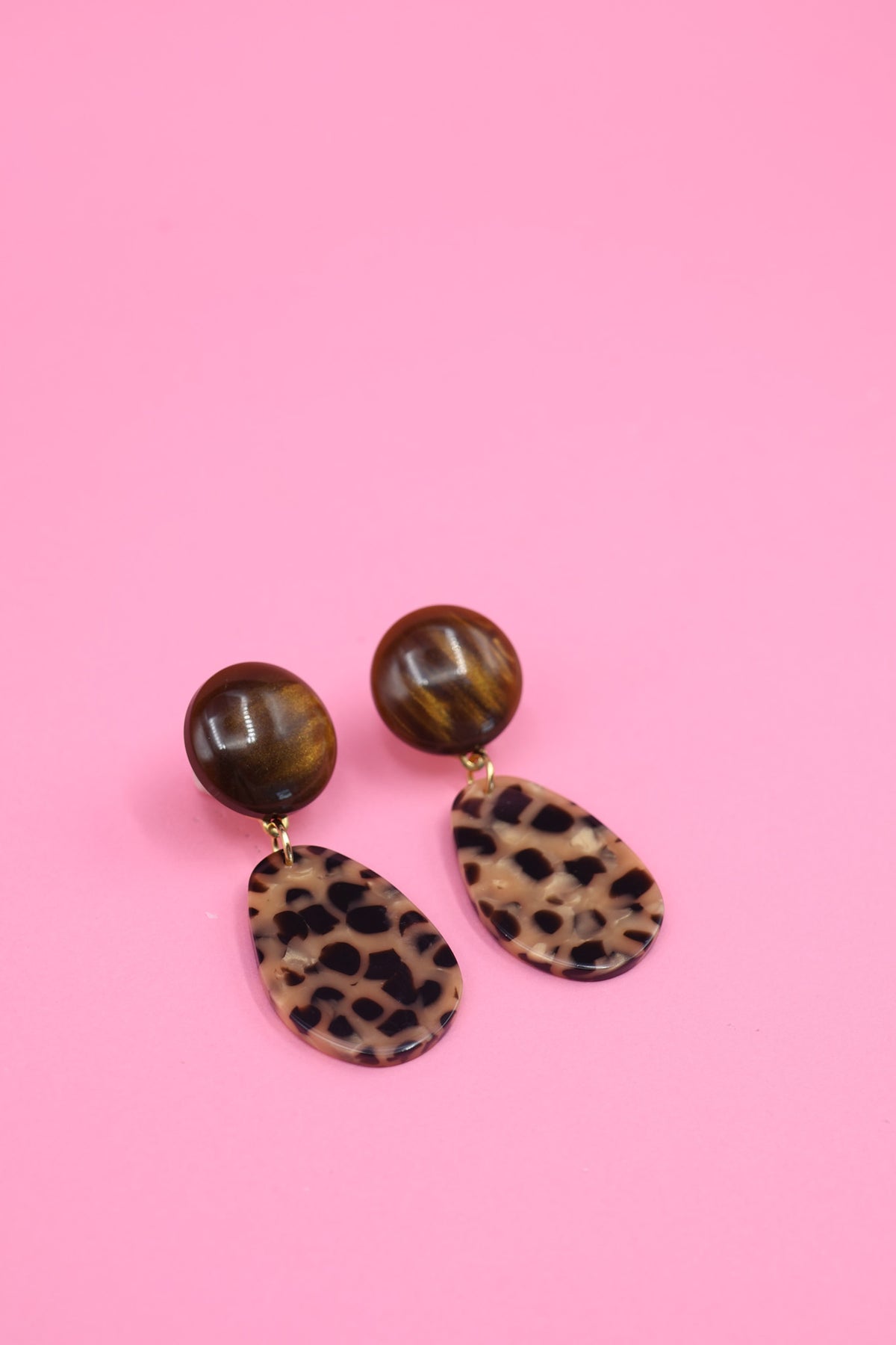 Boucles d'oreilles Alba - Marron et Léopard