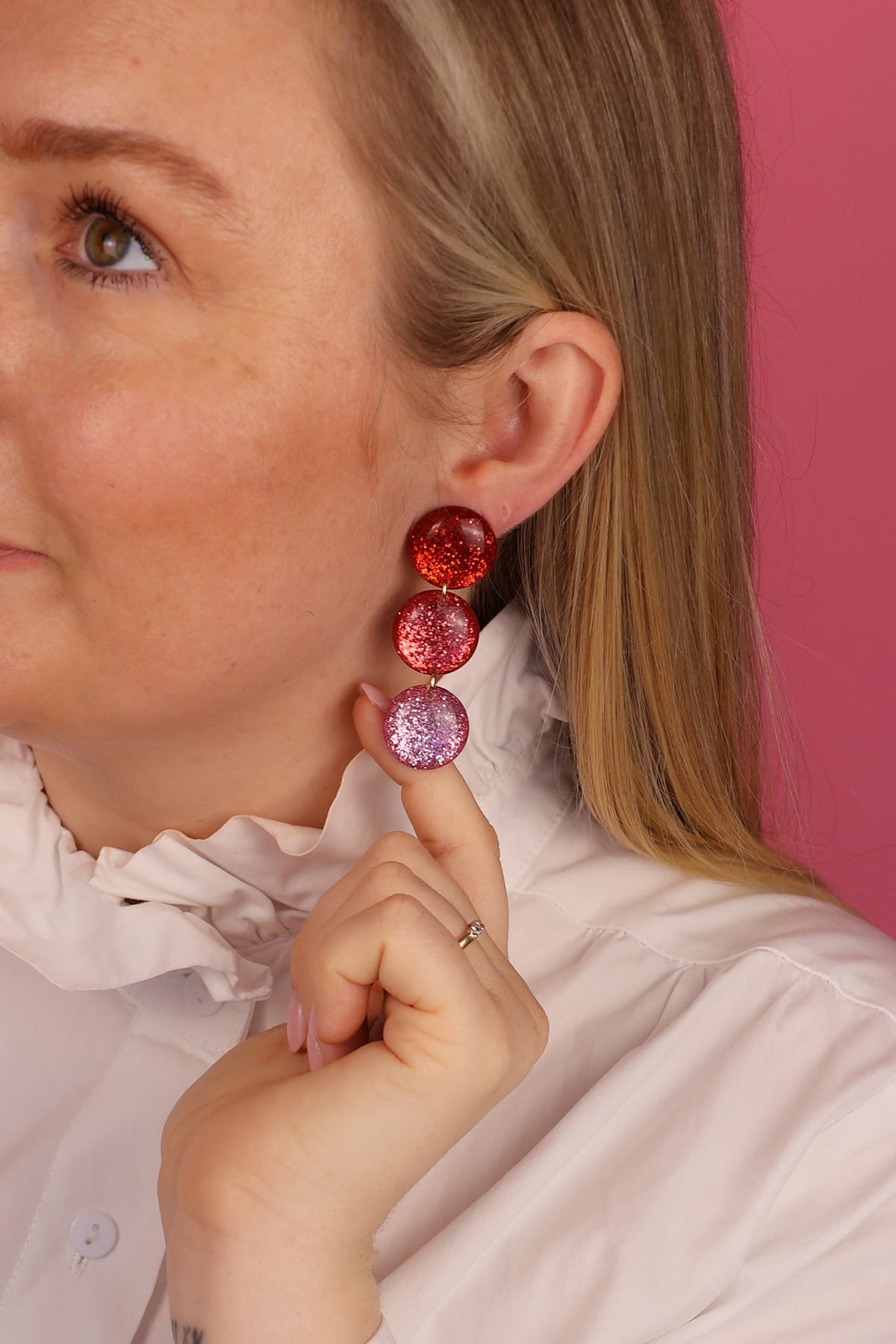 Boucles d’oreilles Suzanne - Rouge, Rosé et Rose