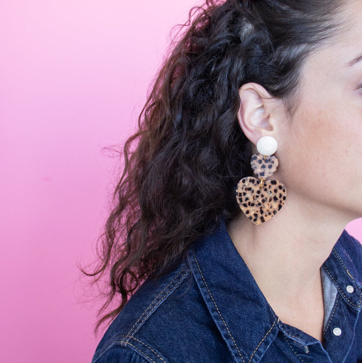 Boucles d’oreilles Grand Amour - Beige et léopard