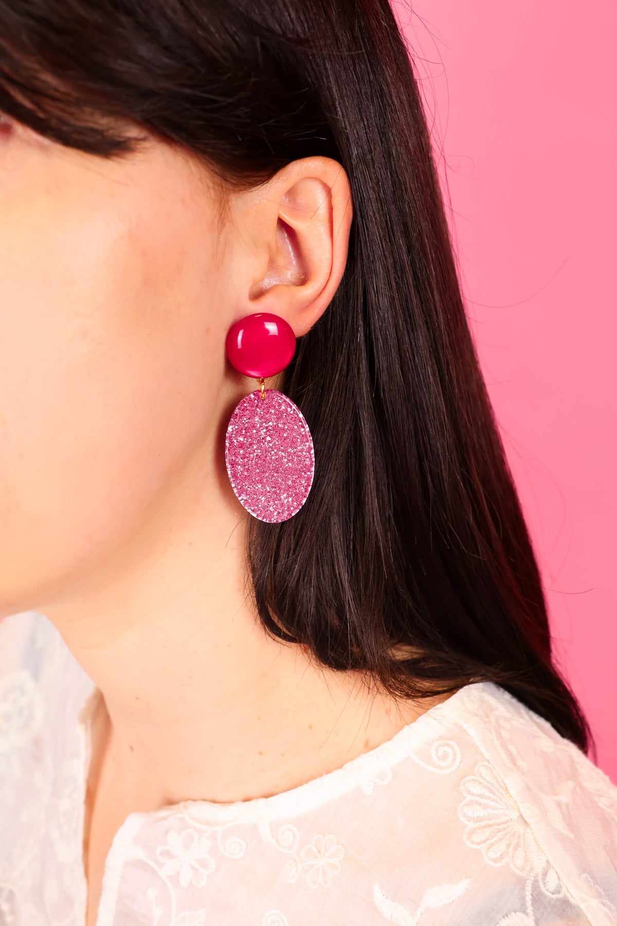 Boucles d'oreilles Lina - Robe bonbon et Fuschia