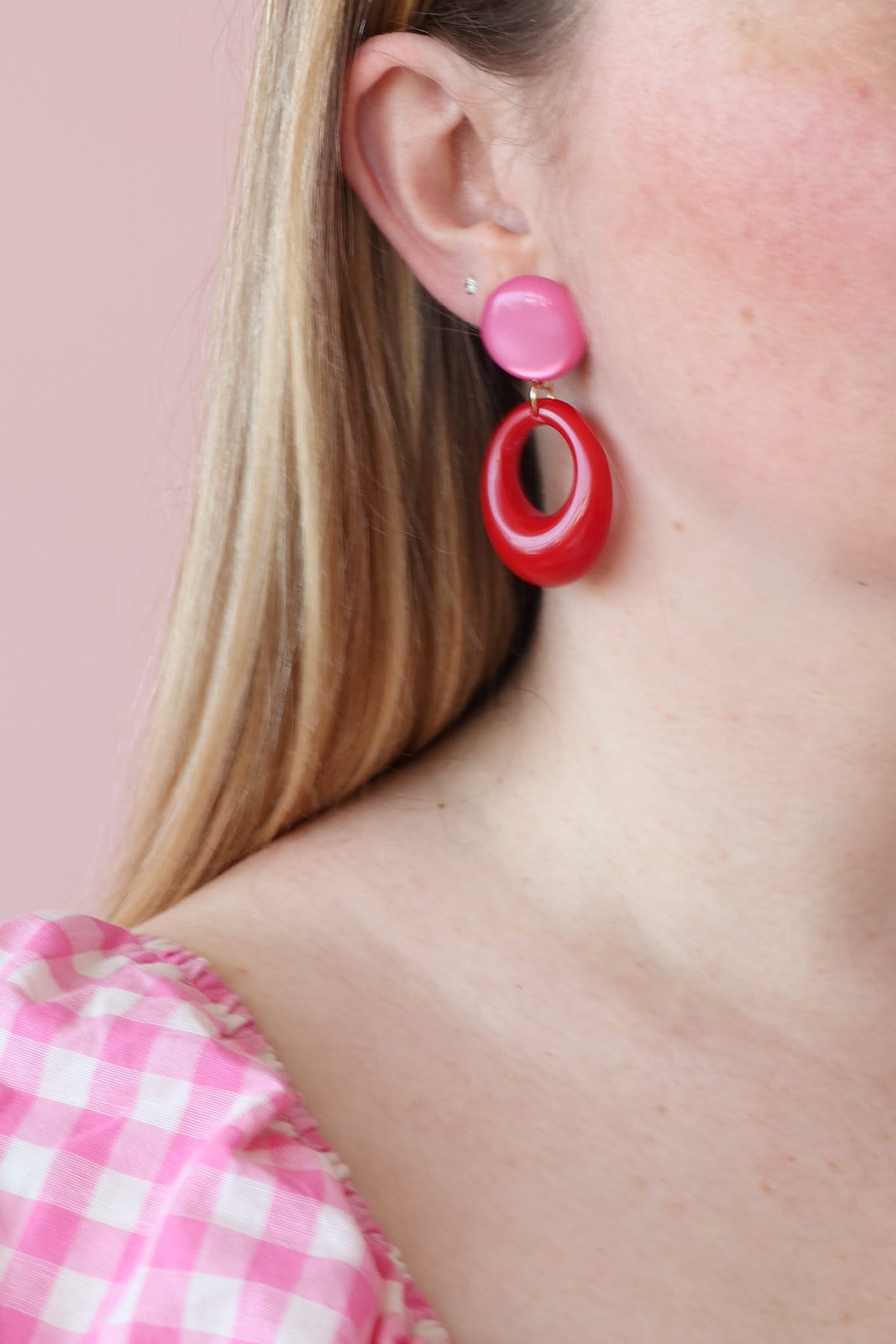 Boucles Roma - Rose et rouge