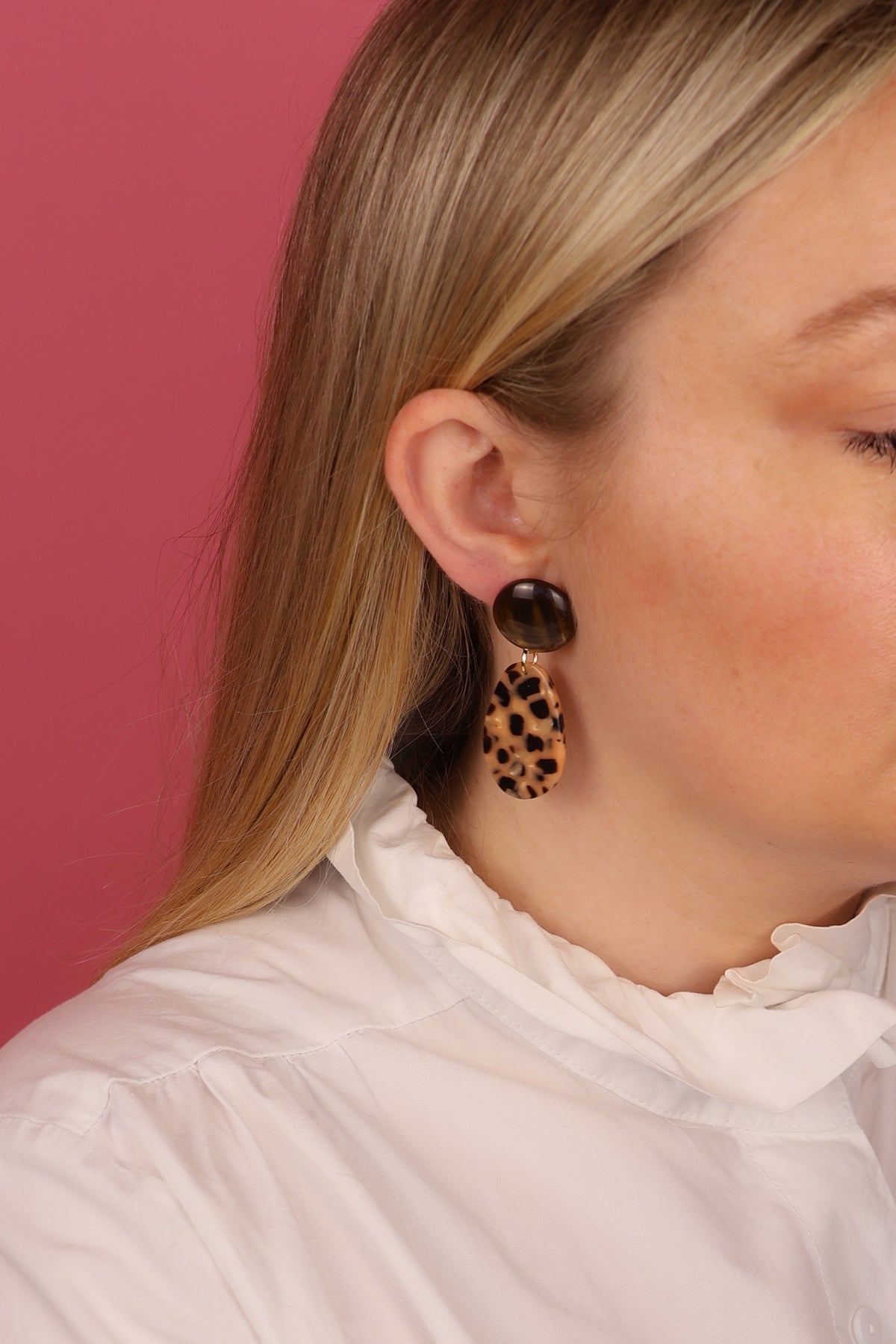 Boucles d'oreilles Alba - Marron et Léopard