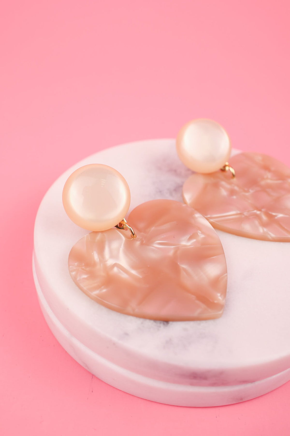 Boucles Coeur - Beige Nacré